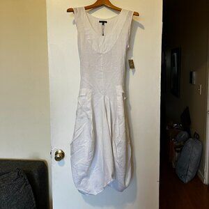 NWT By Cynthia. 100% White linen dress